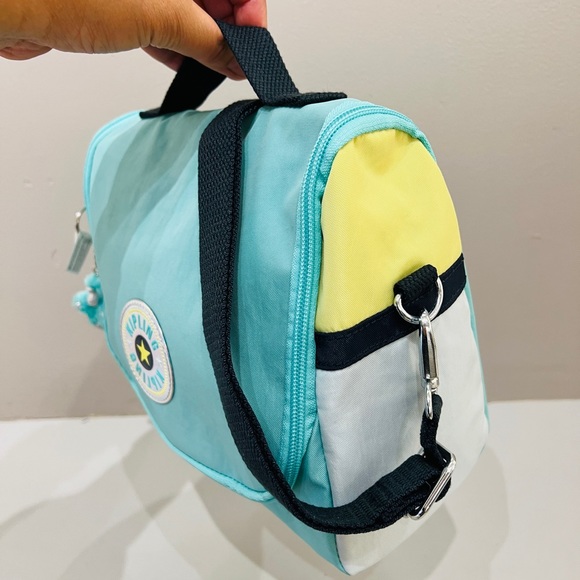 Kipling KICHIROU Lunch Bag Rainbow Pop Collection Clearwater Turquoise Rbw NEW - Picture 2 of 8